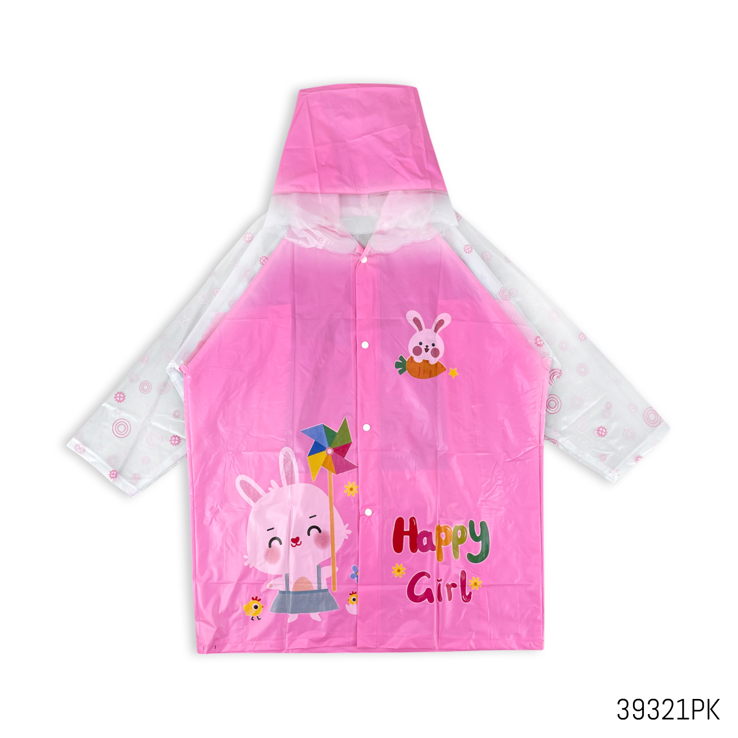 39321pk happy girl kids raincoat full sleeves hooded carton printed pink 1.jpg